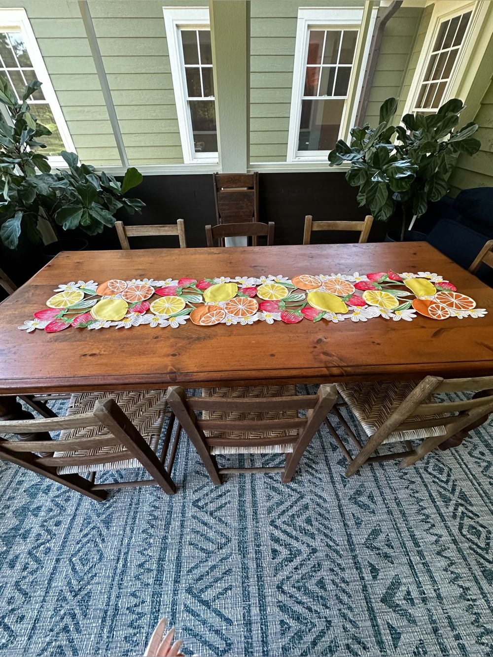 Handmade Citrus Felt Table Runner  & matching placemats (4) Bright Multi